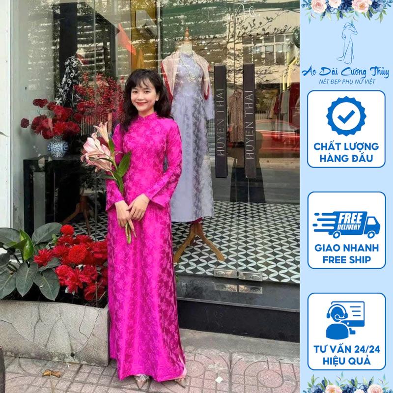 Áo Gấm Tơ Truyền Thống Tay Loe Nhẹ Màu Hồng Sen Đủ Size Từ S Đến 2XL 0