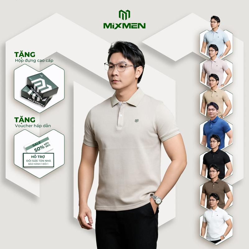 Áo polo nam Mixmen Basic M-606 vải cá sấu cotton interlock xuất xịn, áo trơn, chuẩn form, nam tính, cao cấp, Big Size