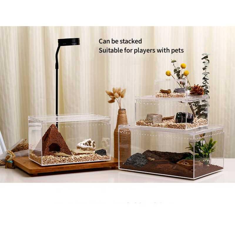 Product Introduction of Transparent Acrylic Reptile Breeding Box Lizard Amphibian Spider Terrarium Leak proof Habitat Arboreal Tarantula Enclosure 25