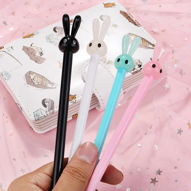 Easter Cute Rabbit Design Gel Pen, 4 Counts/set Long Eared Rabbit Design Writing Pen, Smooth Writing Pen for Office School Student