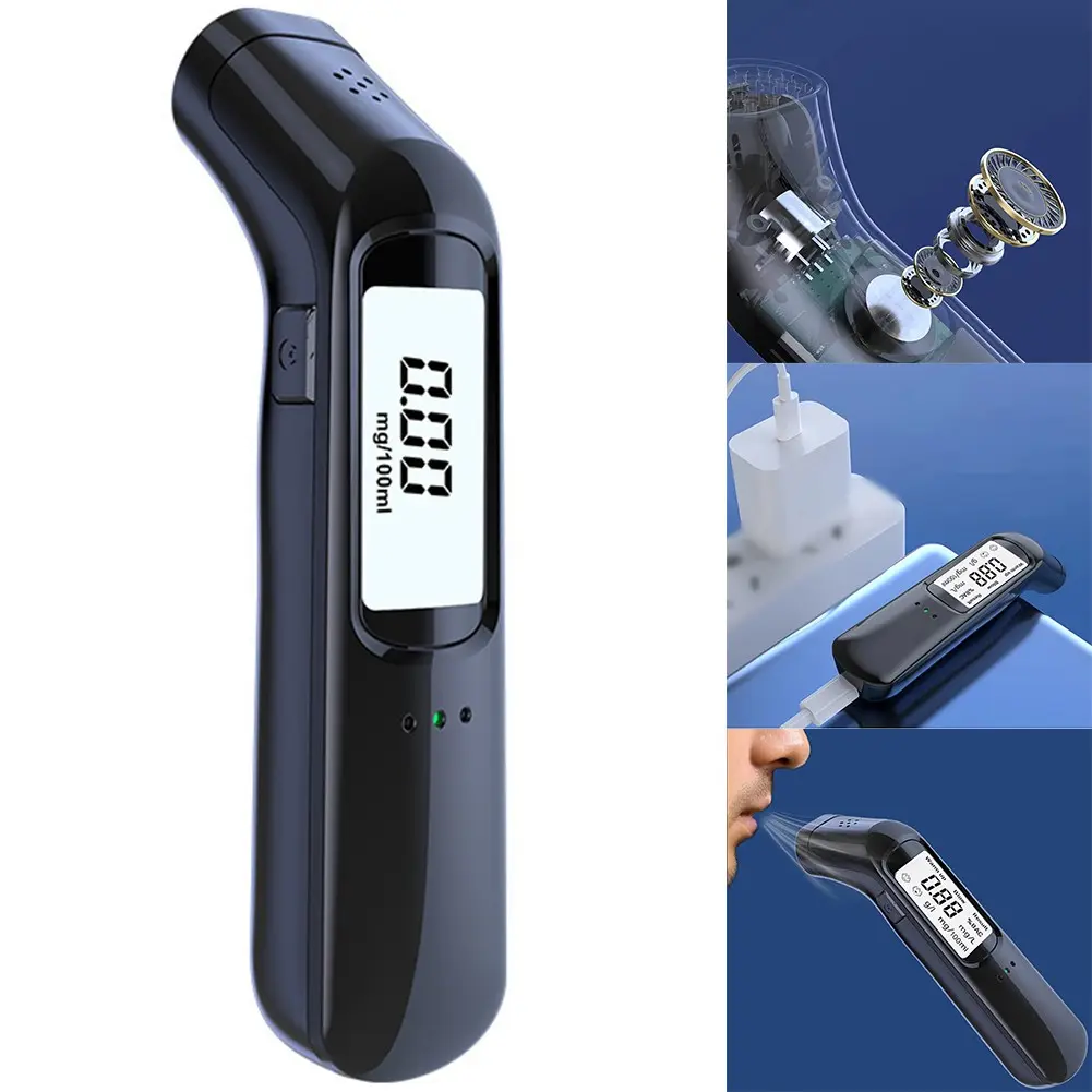 Non-Contact Alcohol Tester w/ LED Screen Display Alcoholmeter Breathalyzer Tool