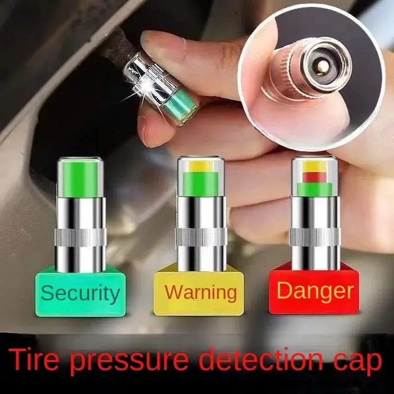 4pcs Car Tire Pressure Indicator Tire Pressure Gauge Indicator Alert Monitoring Valve Cap Sensor External Valve Detection
