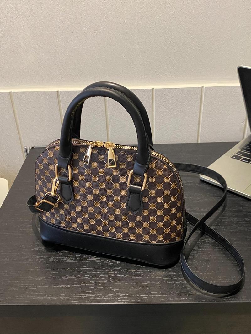 Product Introduction of Women's Elegant All Over Print Satchel Lux Bag,  Crossbody for Work & Daily Used, Patched Design Dome Bag 1