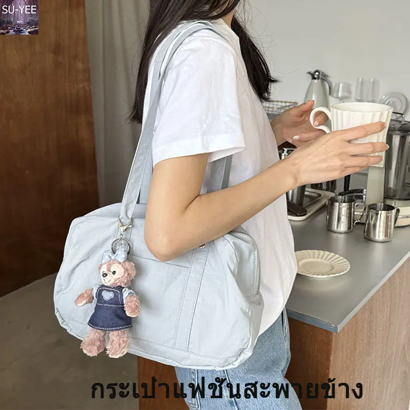 กระเป๋าสะพายไนลอน กระเป๋าสะพายข้าง กระเป๋าผ้า ความจุขนาดใหญ่ อเนกประสงค์ ใหม่  ลําลอง แฟชั่นเรียบง่าย