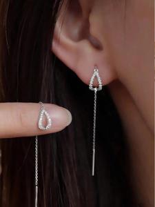 Aretes colgantes con diseño de línea en forma de gota de agua (1 par), Joyería de moda para mujeres, Joyería de temperamento para fiestas, Decoración de ropa diaria para regalo de cumpleaños
