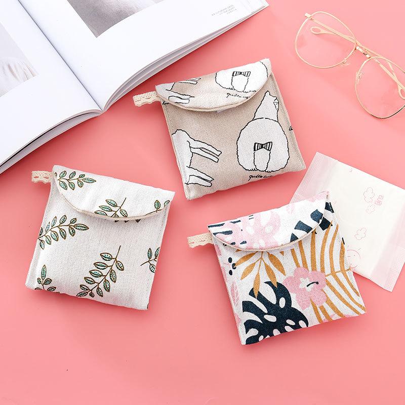 Product Introduction of Women Sanitary Napkin Tampon Storage Bag Cute Sanitary Pad Pouches Portable Makeup Lipstick Key Earphone Data Cables Organizer 16
