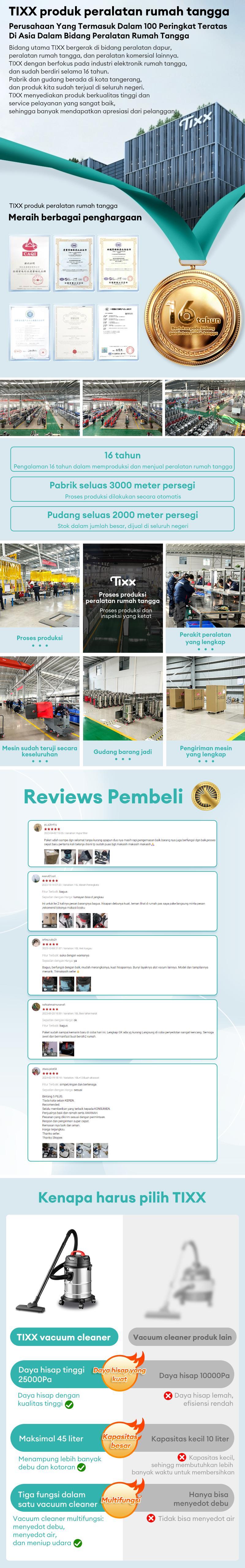 TIXX Vacuum Cleaner 3in1 Portable 15L Daya Hisap Kuat 18000Pa Bisa Sedot Debu Basah dan Kering Serta Memiliki Fungsi Blower Cocok untuk Mobil Garasi dan Ruang Tamu Pembersihan Rumah Tangga Debu dan Tungau Pembersihan Sofa dan Kasur Mendalam Garansi Resmi