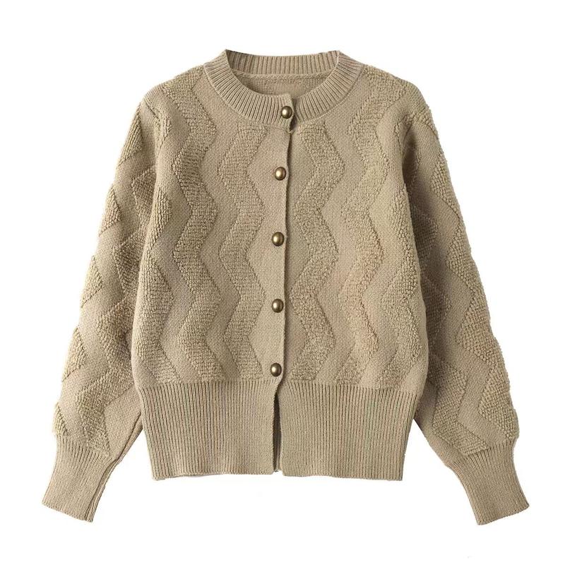 Áo Len Cardigan, Phong Cách Châu Âu, Thanh Lịch, Một Hàng Cúc, Cổ Tròn, Dành Cho Nữ, Thích Hợp Cho Mùa Thu Và Mùa Đông, Chất Liệu Mềm Mại Và Dẻo Dai, Phong Cách Phương Tây, Trẻ Trung, Áo Dệt Kim, Thời Trang Women Top 4