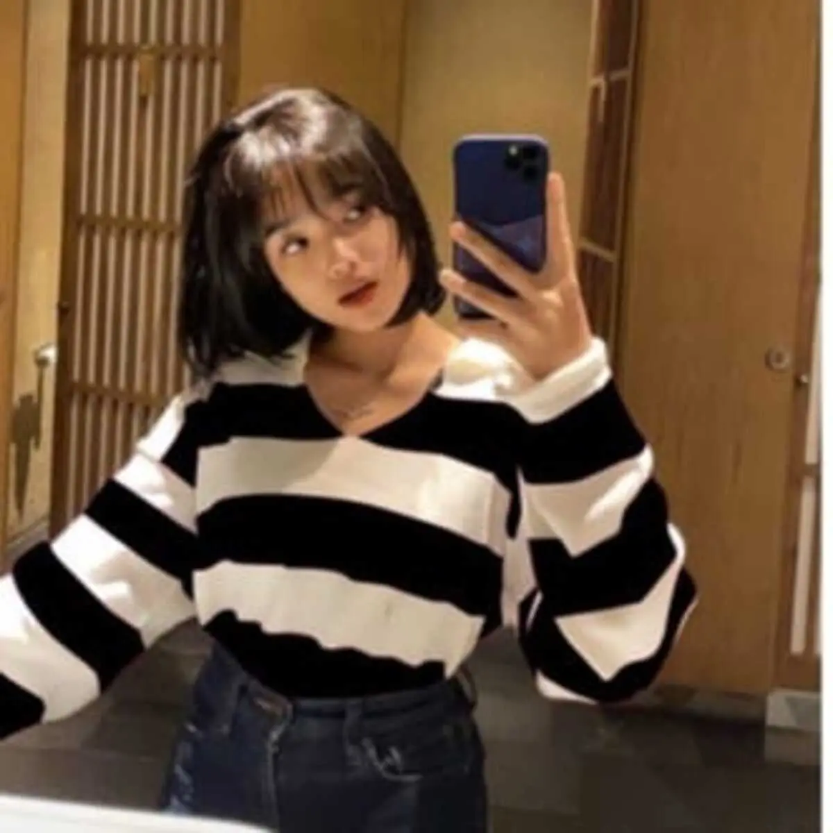 SWEATER RAJUT FUJI CROP / Atasan Rajut Crop Wanita  / Sweater Rajut Wanita / Blouse Rajut Blaster Santai Panjang Stripe Tebal