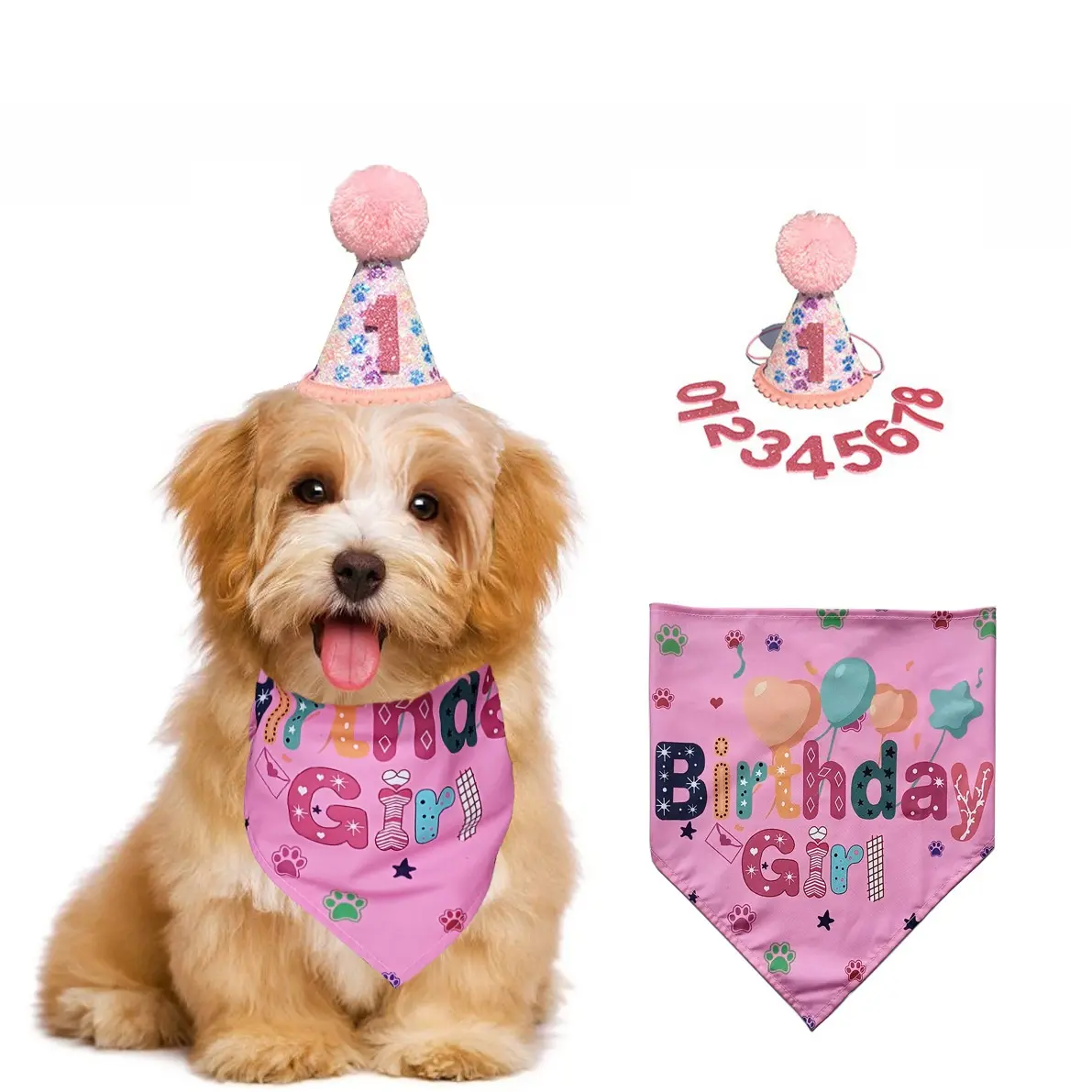 Pet Hat Bow Tie New Cat Party Decoration Dog Birthday Birthday Hat Saliva Towel Props