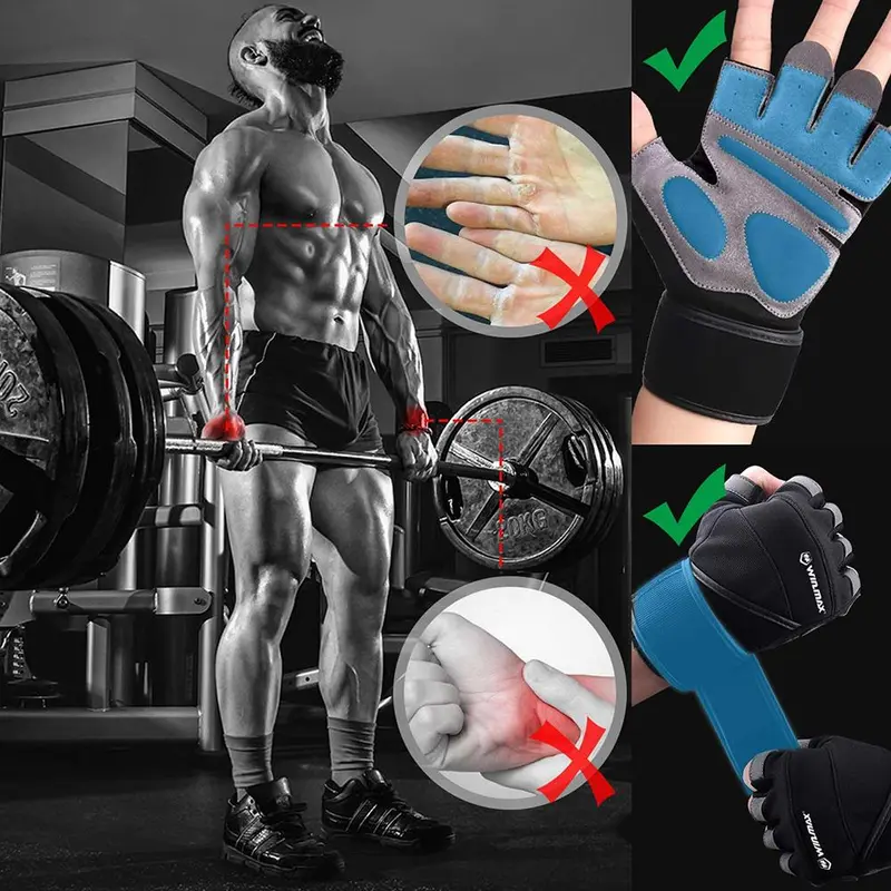 Durable Weight Lifting Gloves, 1 Pair Half-finger Breathable Protection Powerlifting Wrist Support Sports Gloves, Training Exercise Gloves for Men & Women, Hand Gloves for Gym, Gym Accessories, Workout Equipment 3