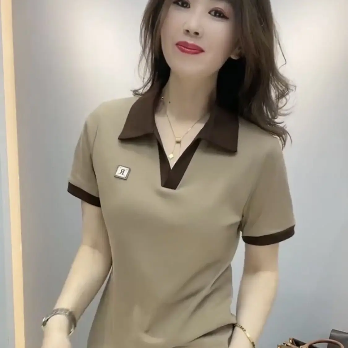 Áo Polo Cổ Ngắn Tay Rộng Rãi Cho Nữ, Áo Chống Nắng Ngoại Cỡ, Dáng Ôm, Giảm Béo, Màu Trơn, Phong Cách Phương Tây, Thời Trang Mới