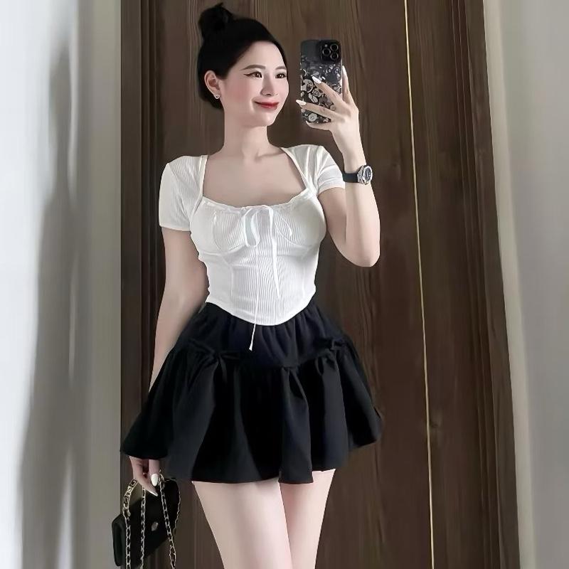 Sét Áo Kiểu Ren Nơ + Mix chân váy bí có lót quần bên trong ( Bigsize :50-90kg ) Nữ Women | BigBuy360 - bigbuy360.vn