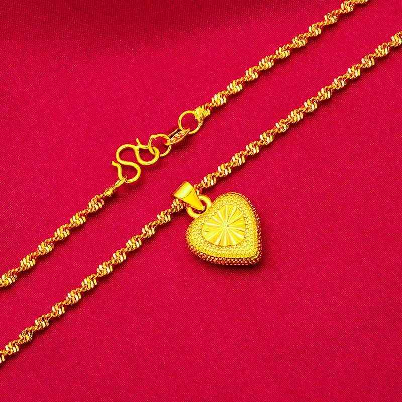 Women's Fashion Water Ripple Necklace Love Heart Female Pendant Necklace Love Heart Necklace