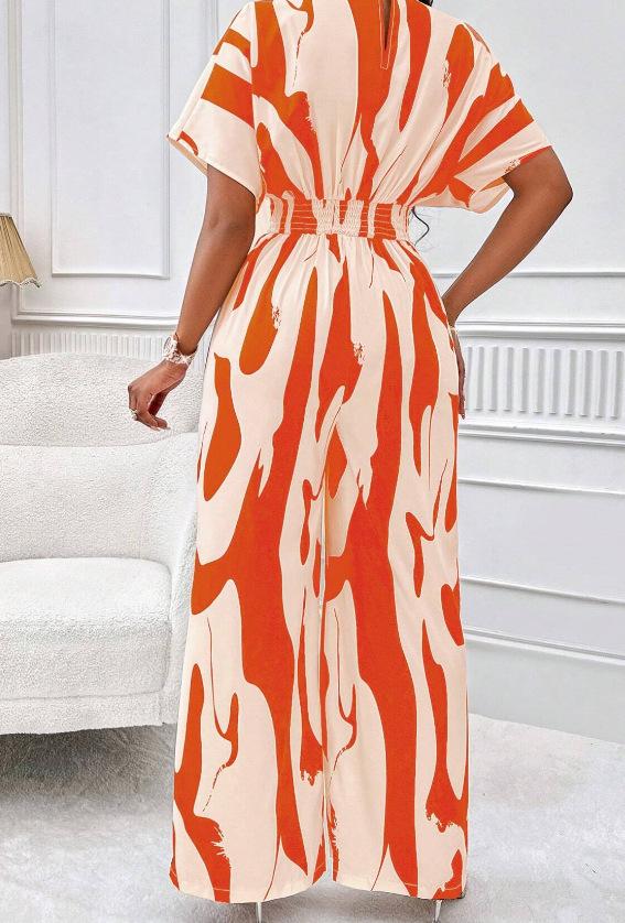 Product Introduction of Jumpsuit Kaki Lebar Bercetak Bunga, untuk Wanita, dengan Lengan Kelawar, Ketibaan Baru 10