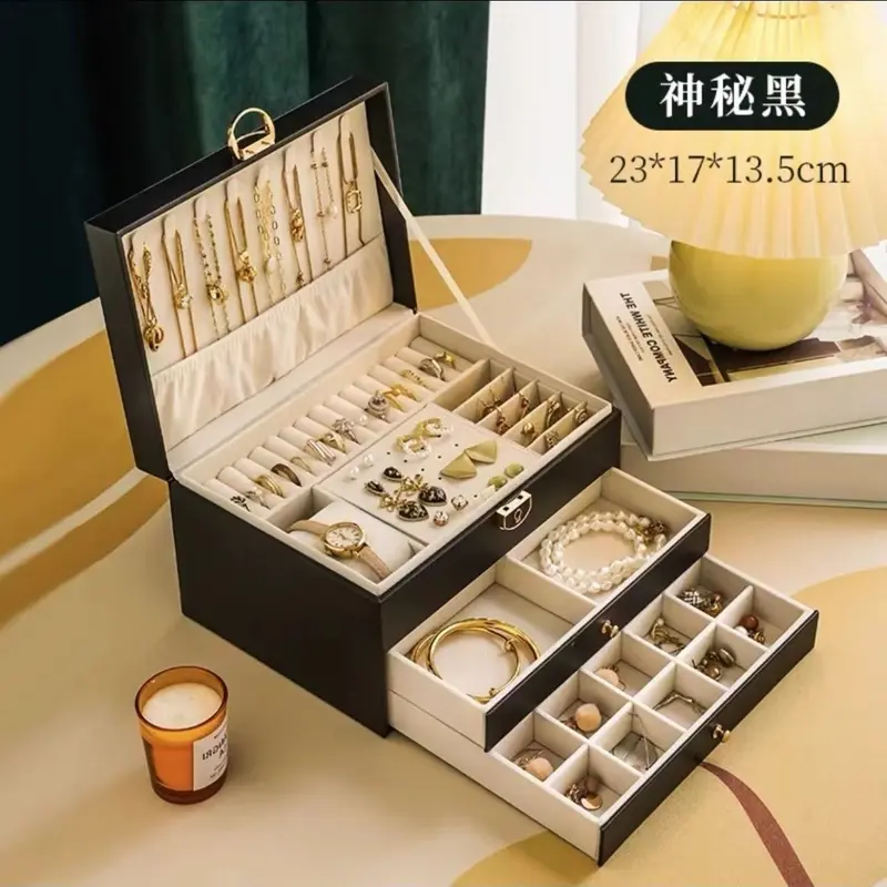 Hộp Đựng Đồ Nhiều Tầng, Hàng Mới Về, Hộp Cài Tóc Trang Sức Bằng vải nỉ Cổ Điển Cho Bông Tai, Nhẫn, Vòng Cổ, Đồng Hồ 3