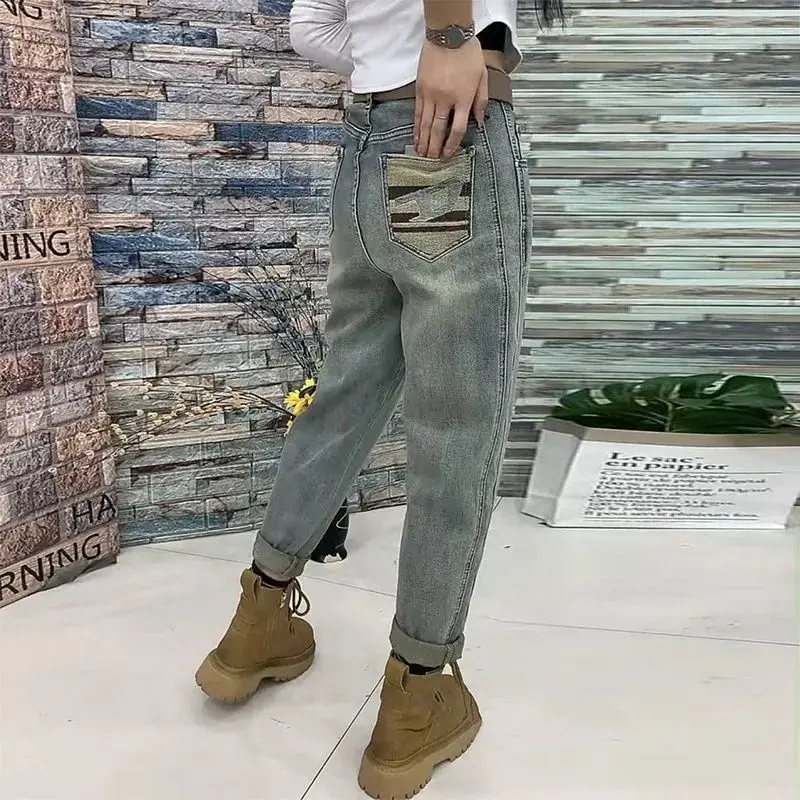 Quần Cho Bố Denim Mỏng, Dành Cho Nữ, Ngoại Cỡ, Hình Quả Lê, Dáng Rộng Vừa Vặn, Cạp Cao, Quần Harem Dễ Phối Đồ Hàng Mới Về Mùa Xuân 2024 Women Pants Jean 4