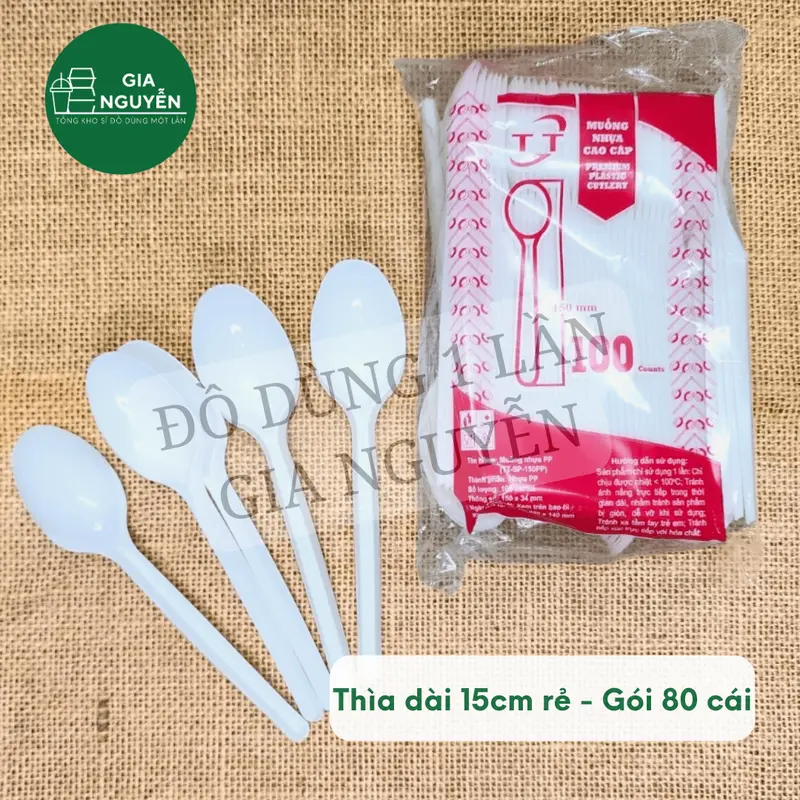 Thìa Nhựa Dài Màu Trắng Cao Cấp Dùng Ăn Chè, Cháo, Súp,... 5