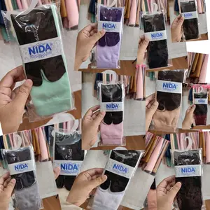 KAOS KAKI JEMPOL TAPAK HITAM NIDA / KAOS KAKI PANJANG MUSLIMAH / KAOS KAKI POLOS TAPAK HITAM