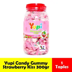PERMEN YUPI STRAWBERRY KISS JAR 300GR 1 TOPLES/YUPI TOPLES