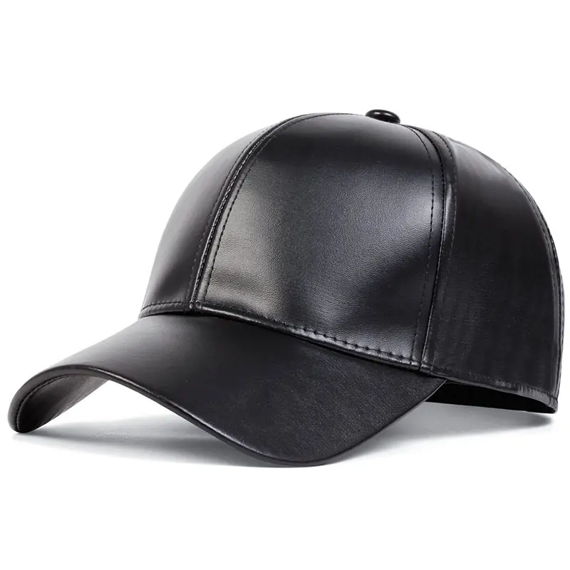 PU Leather Hat for Spring & Autumn - Warm and Sun-Protective Baseball Cap for Middle-Aged & Elderly Men, Duckbill Design