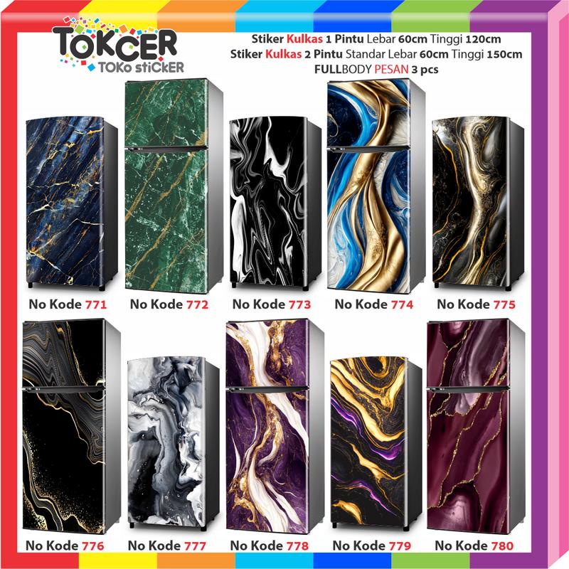 STIKER Kulkas 1 Pintu atau 2 Pintu Motif MARMER MEWAH Keren Sticker 0