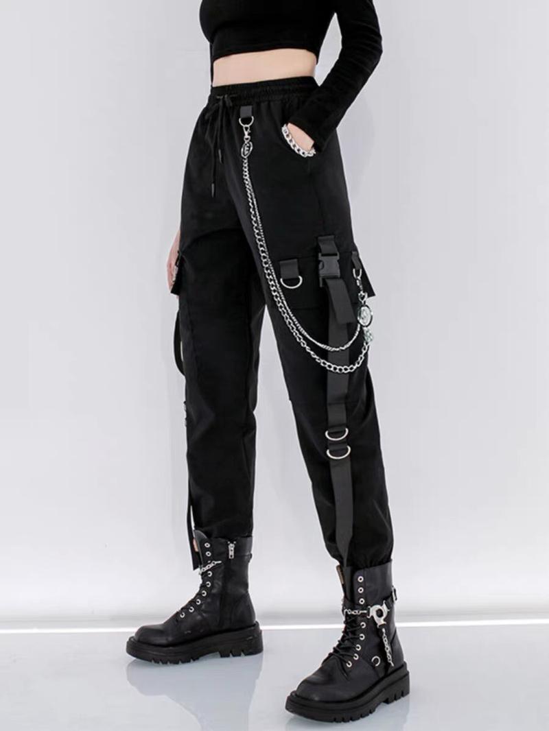 Product Introduction of Quần cài khuy có tặng kèm phụ kiện 1 xích, chất kaki, 3 size unisex  nam nữ mặc được Menswear Pants Kem 4