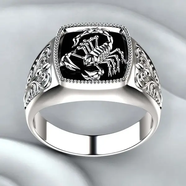 Yunjin New Creative Scorpio Embossed Men's Ring European and American 925 Silver Plated Stinger Anniversary Ring
