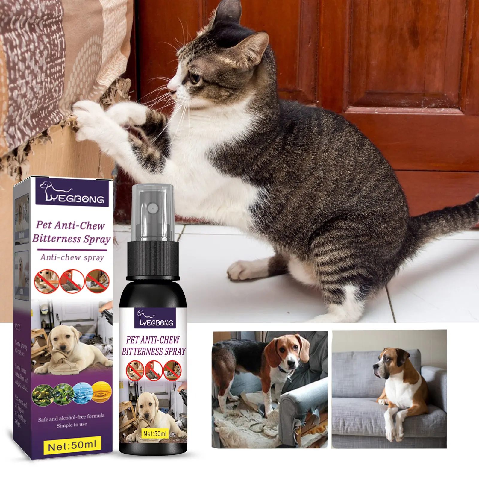 [Oy Pet Shop] Yegbong Pet Bitter Anti-Bite Spray Dog Scratching Sofa Biting Indoor Long-Acting Expelling Spray
