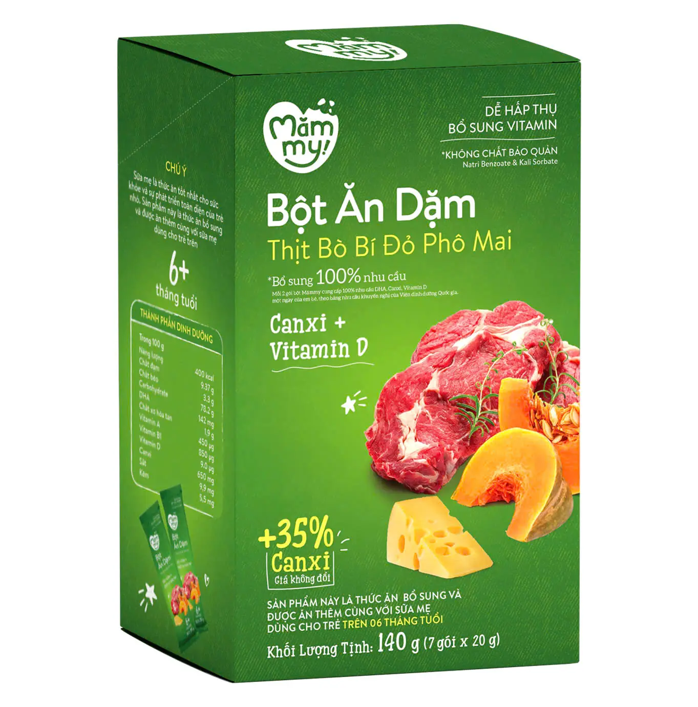 Bột ăn dặm cho bé Mămmy gồm yến mạch, sữa bắp non,trái cây,cháo sườn heo,thịt bò,gà hầm hộp 140g