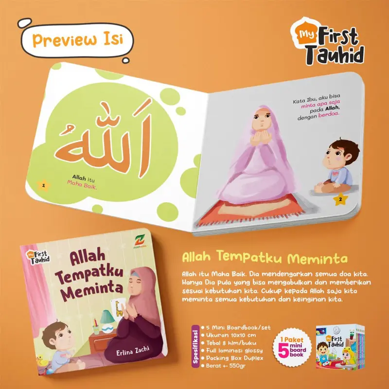 My First Tauhid - isi 5 Buku Boardbook Pengetahuan Dasar Tauhid Anak Usia 2+ Buku Cerita Anak - Ziyad Books 6