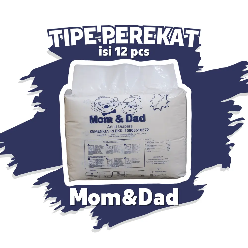 [Fiiyasshop] Pempers Dewasa/adult Tipe Perekat Mom & Dad Isi 12 Pcs