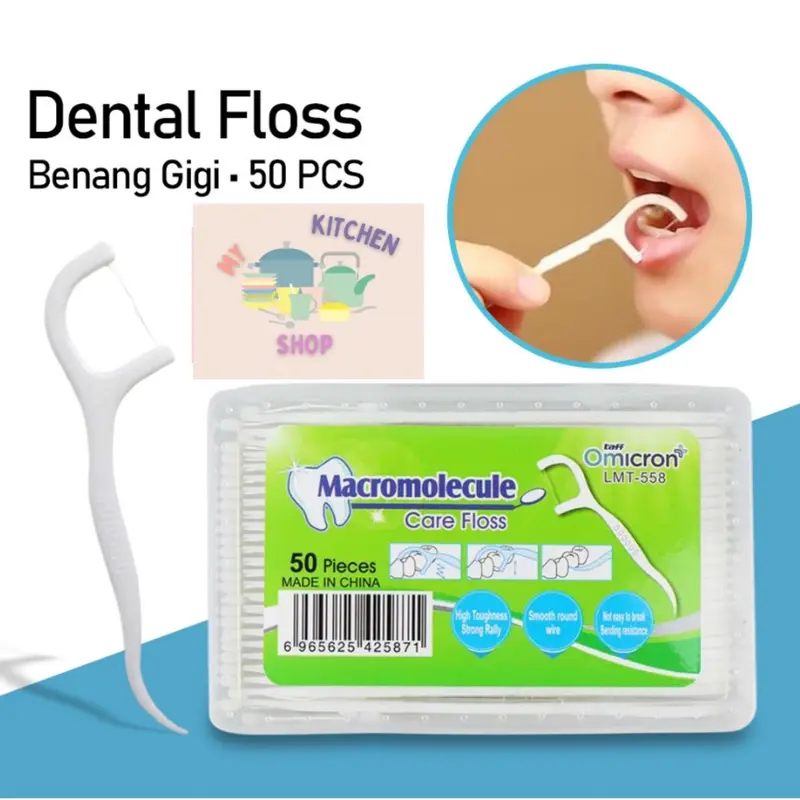 Benang Tusuk Gigi Pembersih Sela Gigi Steril 50 PCS Benang Busur Tusuk Gigi Macromole MKS N02cul Carea Benang Tusuk Gigi Macromolecul carea Dental flosser Toothpick SH S11 0