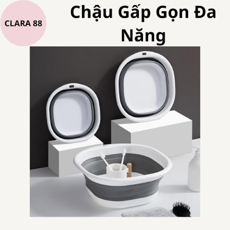 Chậu gấp gọn silicon đa năng. Chậu gấp gọn giặt quần áo thau rửa tay rửa mặt chậu tắm cho bé tiết kiệm diện tích 88331