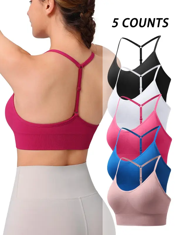 Women's Solid Color Sports Bra, Adjustable Strap Y Back Design Bra, Breathable Comfortable Sports Bra for Yoga Gym Workout Exercise, Activewear, Workout Clothes Women 1