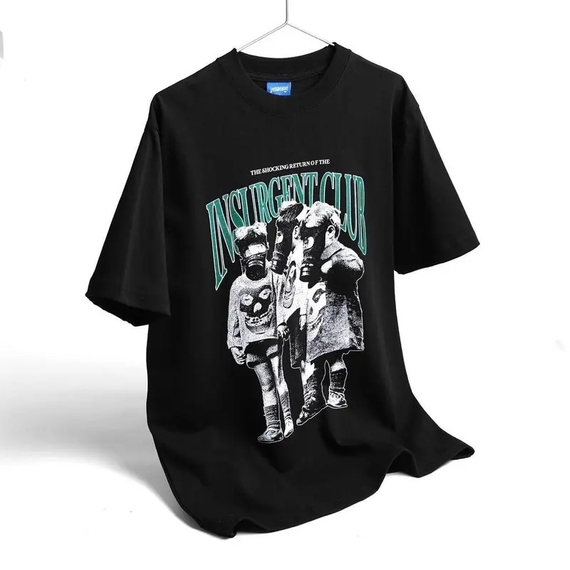 [HOT] Insurgent Club - Heavyweight Tshirt Kaos Toxic Mask Black Short Sleeved Pendek Lengan Crew-neck fashion unisex T-shirt Menswear Top Wanita Baju Pria Tee 2