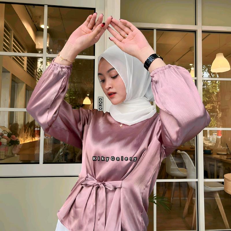 HAPPY ASMARA BLOUSE TALI SAMPING WANITA Atasan Top Baju Nyaman Panjang Satin Silk 7
