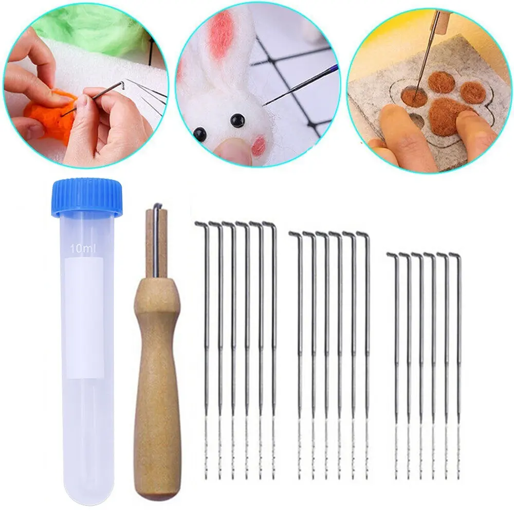 18X DIY Mixed Felting Needles Set with Handle Wool Felt Tool Felting Starter Kit