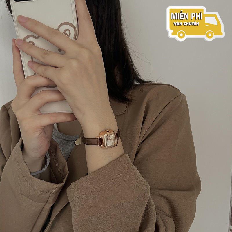 (Mã 31 tặng hộp) Đồng hồ nữ Yahoo YH86 thời trang mặt vuông nhỏ cá tính dể thương dây da mềm êm tay, phong cách Hàn Quốc máy pin analog chạy 3 kim chống nước nhẹ kính chống trầy bảo hành 6 tháng