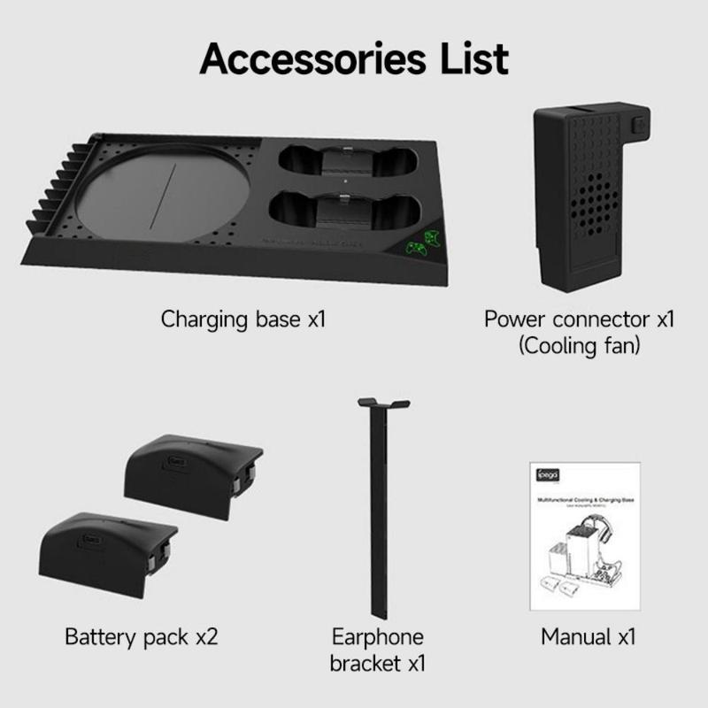 Vertical Cooling Stand Compatible With Xbox Series X, Charging Station With 1400mAh Rechargeable Battery Pack & Dual Controller Charger Ports, Console Accessories For Xbox Series X 6