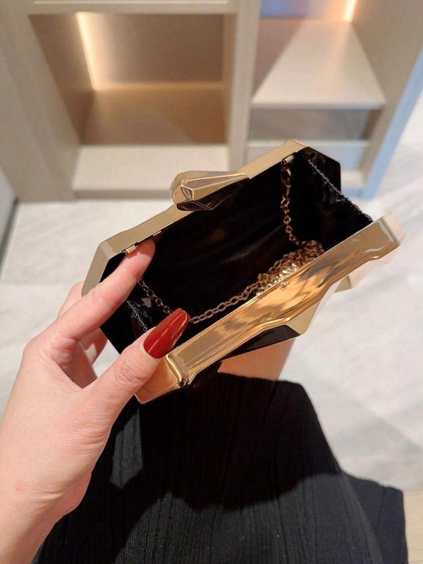 Women's Elegant Geometric Design Evening Bag, Exquisite Trendy Metal Clutch Bag, Fashionable Bag for Party Decoration 5