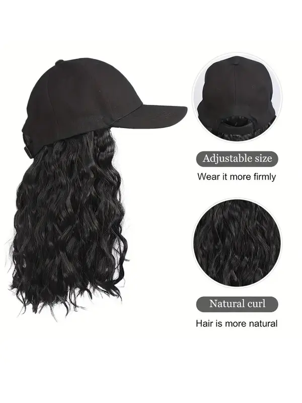 12 Inch Short Wavy Wigs for Women, Gorgeous Fluffy Wigs with Baseball Cap, Synthetic Full Machine Wigs for Party, Daily Use 3