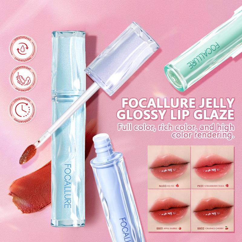 Son tintFOCALLURE Pro-juicy, thạch, nước, thủy tinh đầy đặn, lâu trôi, cảm giác môi trần, nhẹ, dưỡng ẩm Nữ Son Môi Mỹ Phẩm Cosmetic Women Trang Điểm