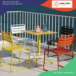 Ghế sắt Stuhl sơn tĩnh điện decor quán cafe ngoài trời