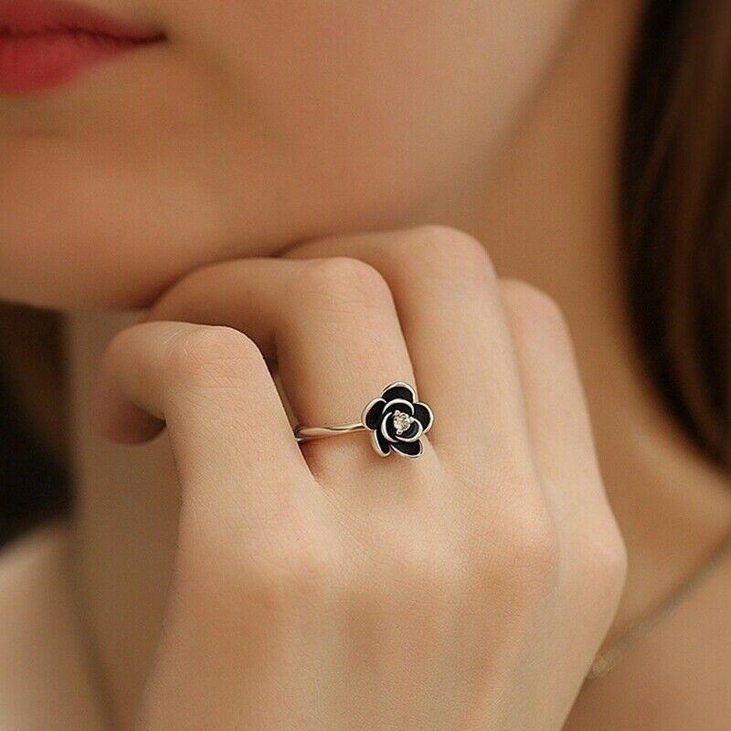 Nhẫn Hoa Hồng Siêu Lấp Lánh, Thời Trang Mới, Dành Cho Nữ, Nhẫn Đính Hôn Hoa Sáng Tạo, Zhizhong 1