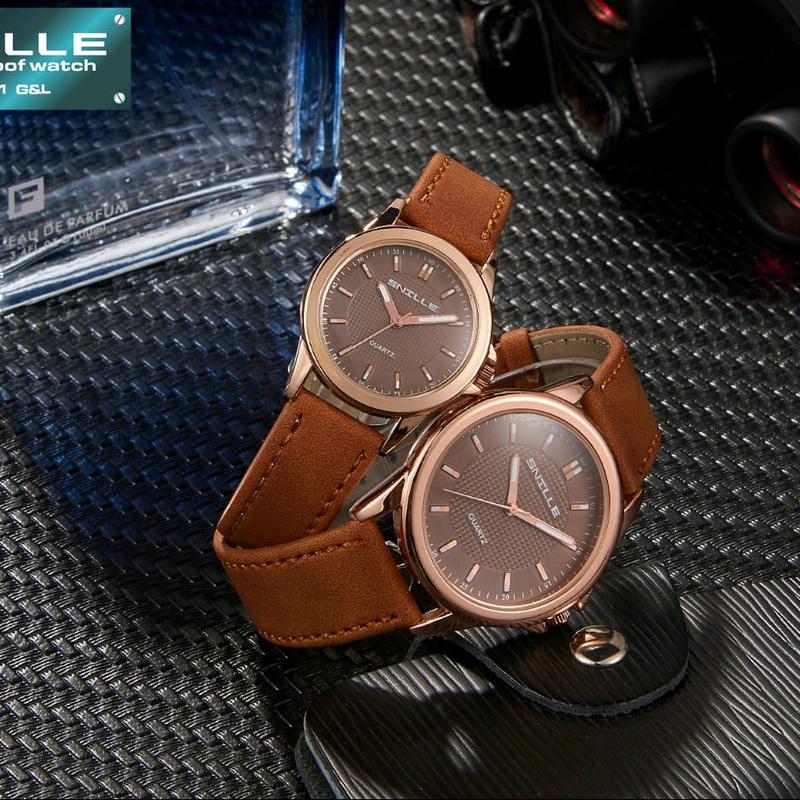Snille Jam Tangan Kulit pasangan ( couple ) Pria & Wanita || bisa satuan.  Original Asli Anti Air Waterproof 1041 rose 9