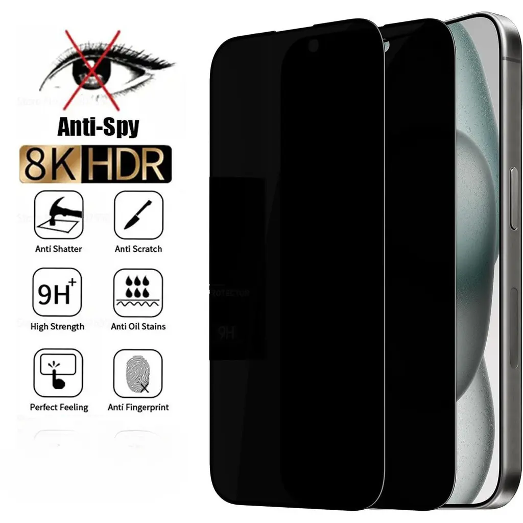 กระจกนิรภัยป้องกันสายลับ, สำหรับ iPhone 11 12 13 14 15 16 Pro Max, ฟิล์มกันรอย, ฟิล์มกันรอยความเป็นส่วนตัว, เข้ากันได้กับ iPhone 14 15 16 Plus