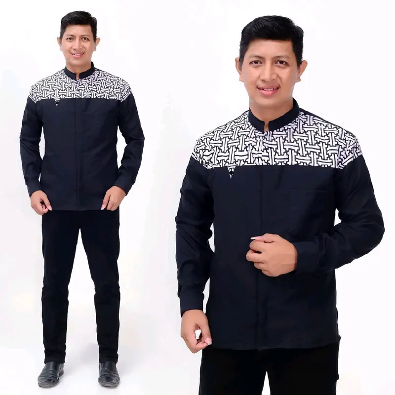 BAJU KOKO PRIA BAJU KOKO KOMBINASI BATIK BAJU KOKO VALCON TERMURAH MATERIAL Katun Muslim Dewasa Kurta 2