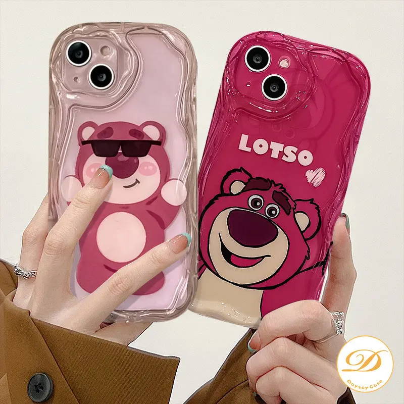 Casing Lembut Lotso Lucu Untuk OPPO A54 A16 A58 A38 A17 A57 A15 A77 A18 A78 A12 A17K A77s A53 A7 A5s A76 A16K A54s A3s A1K A55 A98 A12E A74 A95 A16E A52 A96 A31 A9 A5 Reno 8T 8Pro 8F 7Z 5 5F 6 Kartun Beruang Stroberi 3D Sampul Transparan Tepi Bergelombang 8