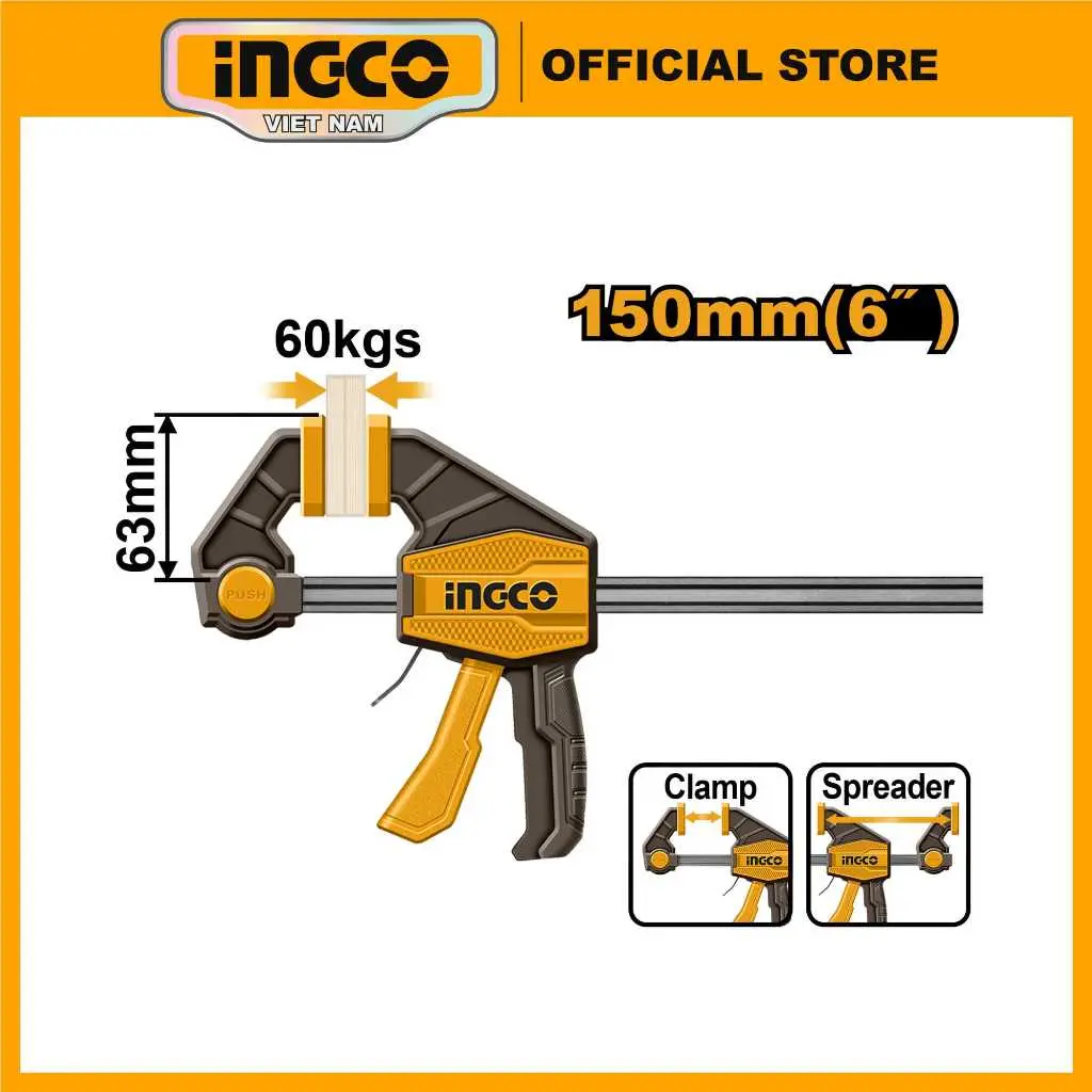 Thanh cảo kẹp nhanh 15cm 6 inch INGCO HQBC01601 | 30cm 12 inch HQBC01602 | 45cm 18 inch HQBC01603 chuyên kẹp gỗ ngành mộc